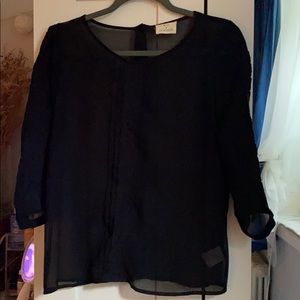 Black see through blouse. Sleeves 3/4th